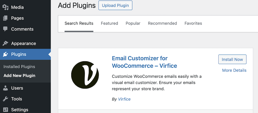 Install Virfice from the WordPress dashboard