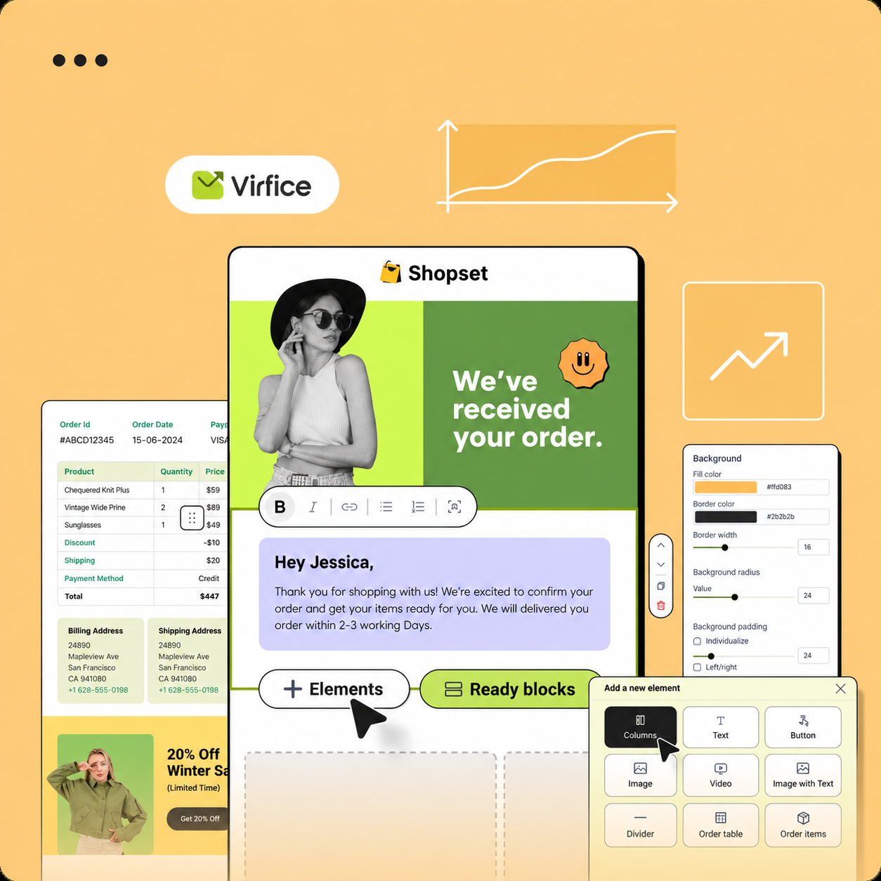 Virfice email builder preview