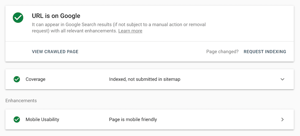 check URL on Search Console