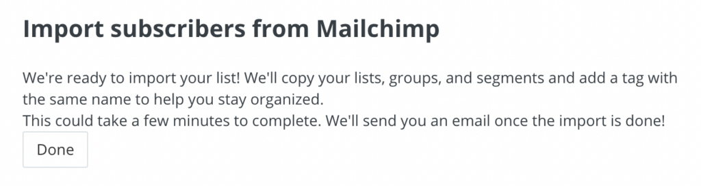 import newsletter subscribers from MailChimp to ConvertKit