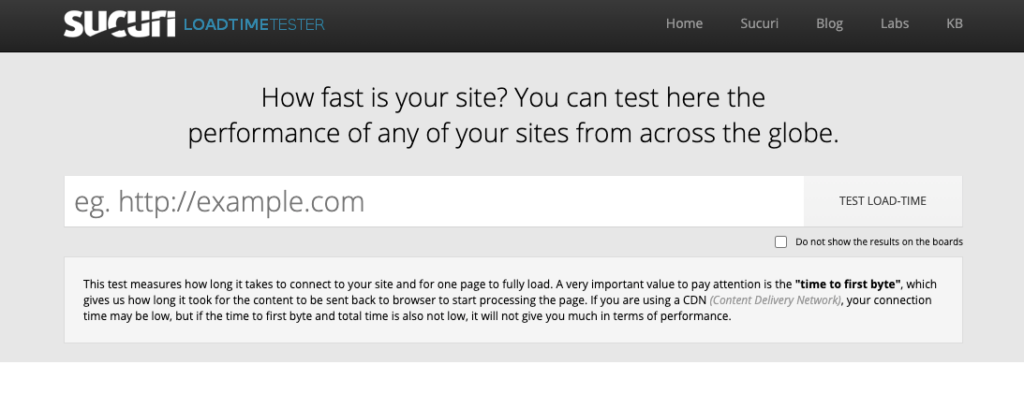 Sucuri Load Time Testing tool