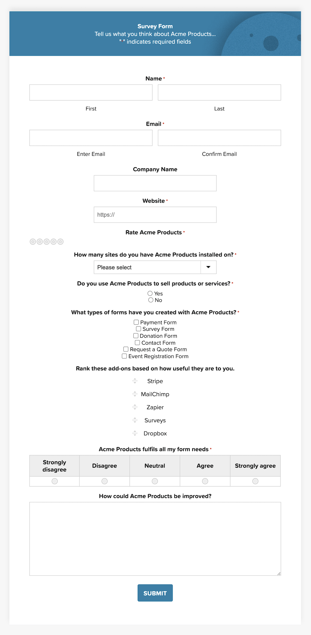 Survey Form With Gravity Forms