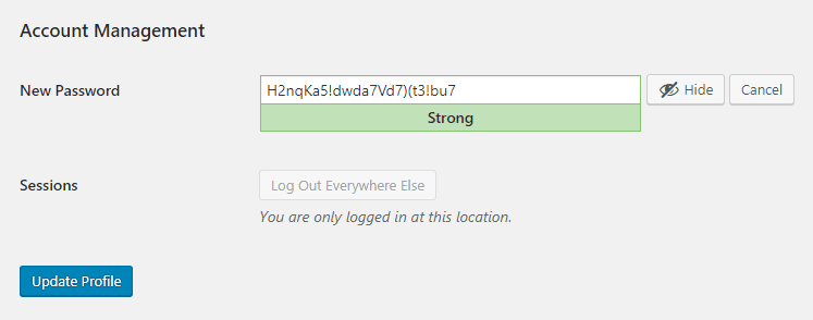 Set strong password on WordPress site