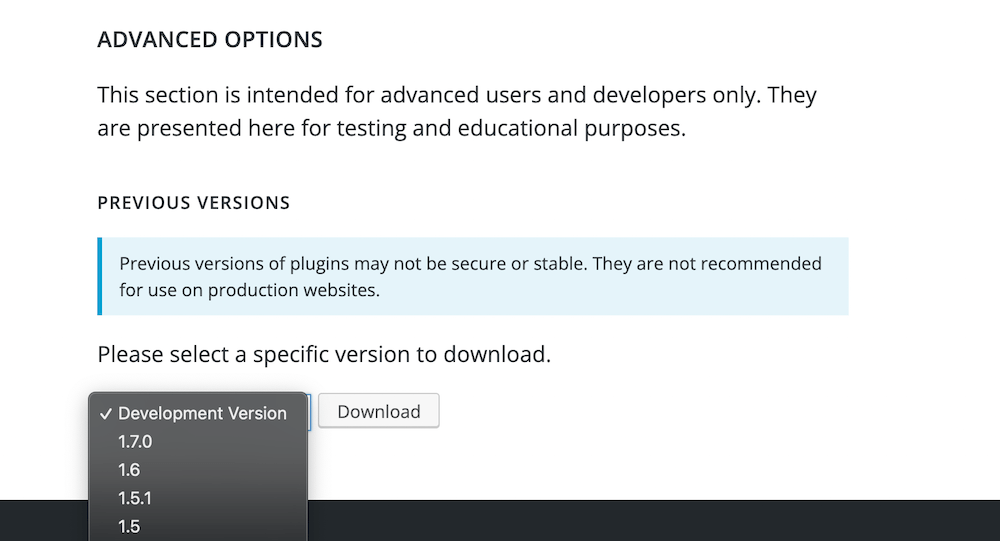 Go to the bottom of the page and you will find a section called "Previous Version". 