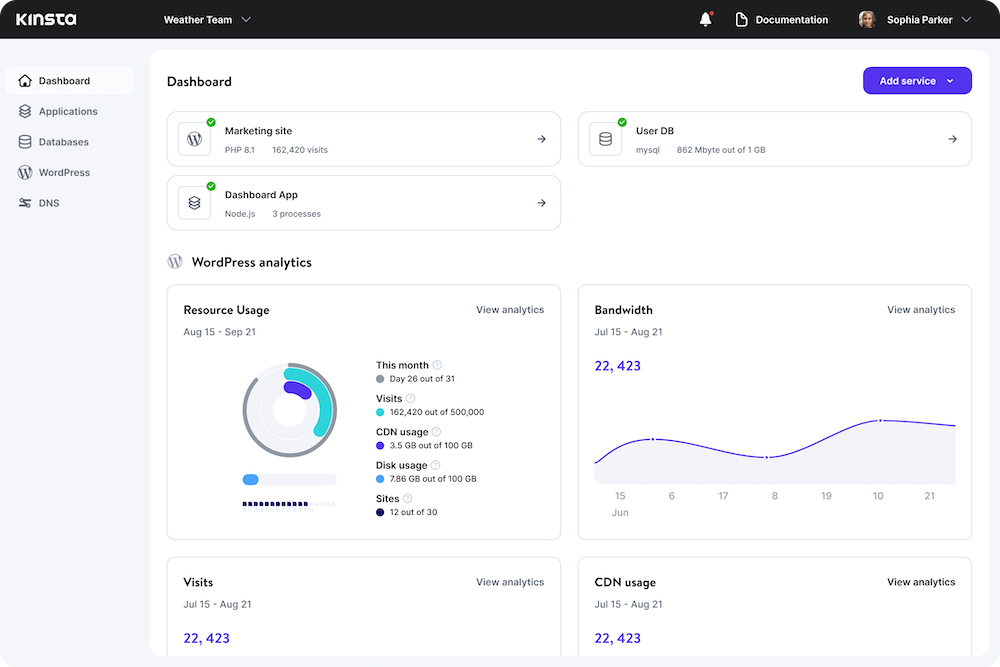 My Kinsta Dashboard