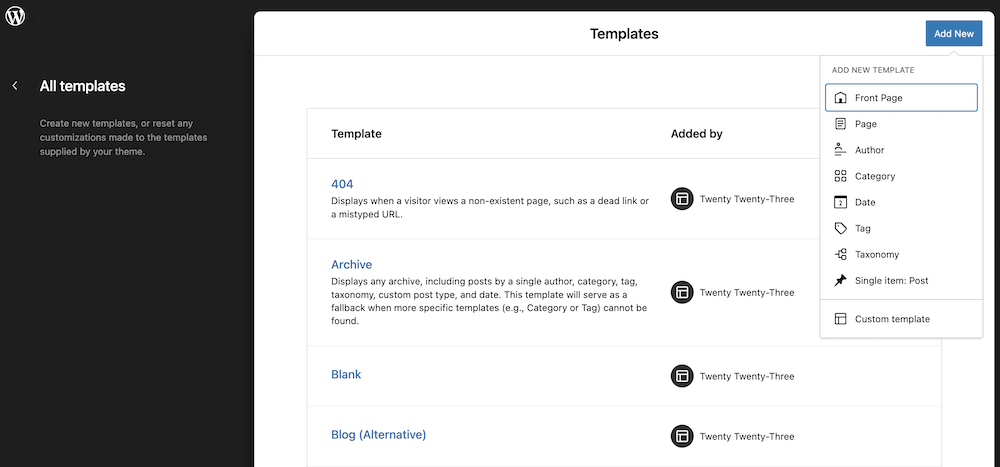 Create a custom template