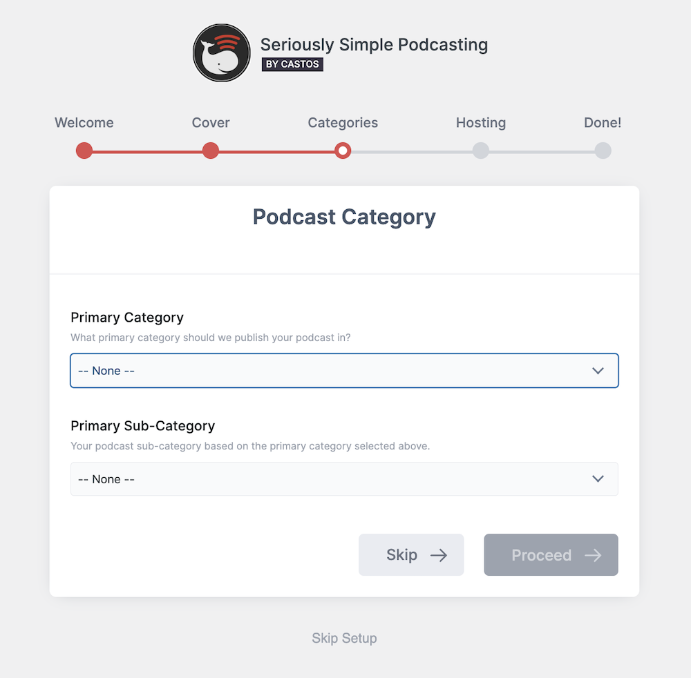 Screen 3: Select Podcast Categories