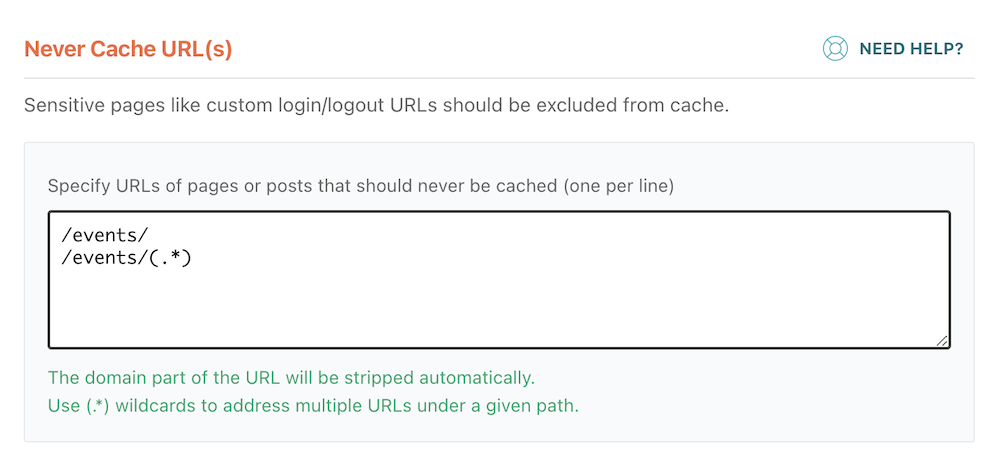 Exclude a Group of Pages at Once from Caching