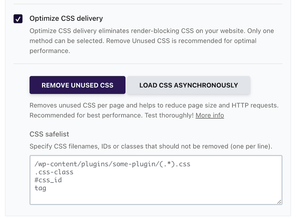 Reduce unused CSS in WordPress with WP rocket plugin