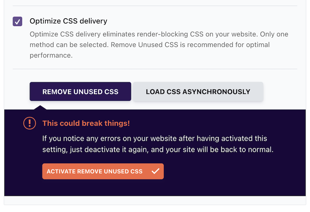 Optimize CSS Delivery with WP Rocket plugin