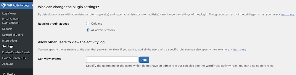 Decide Who Can Change The Plugin Settings