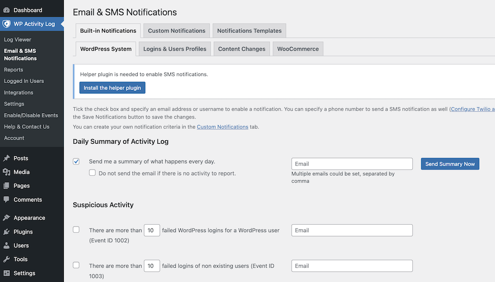 Get Email & SMS Notifications of Tracked Activity on Your Website