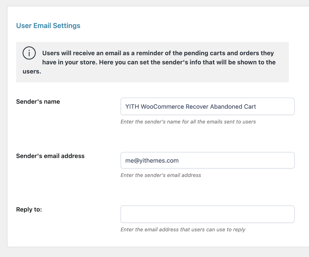 Configure Email Sender Settings