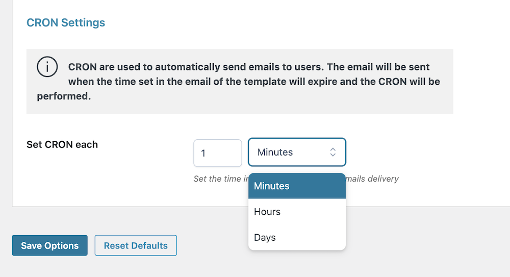 Decide Email Frequency in CRON Settings