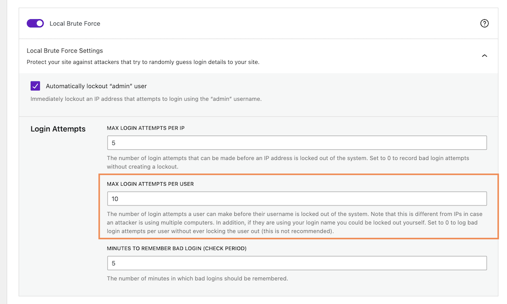 Step 4: Limit Max Login Attempts Per User on WordPress Sites