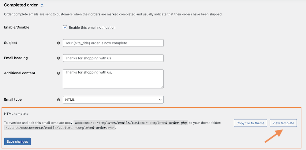 Customize WooCommerce email template