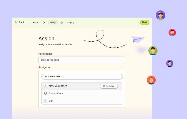 Assign forms to lists for precise targetting
