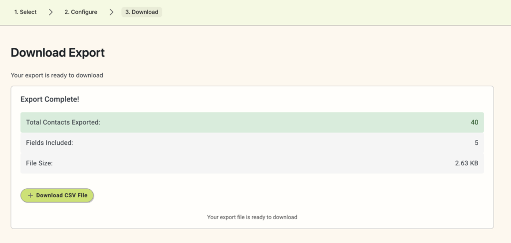 Download exported CSV: