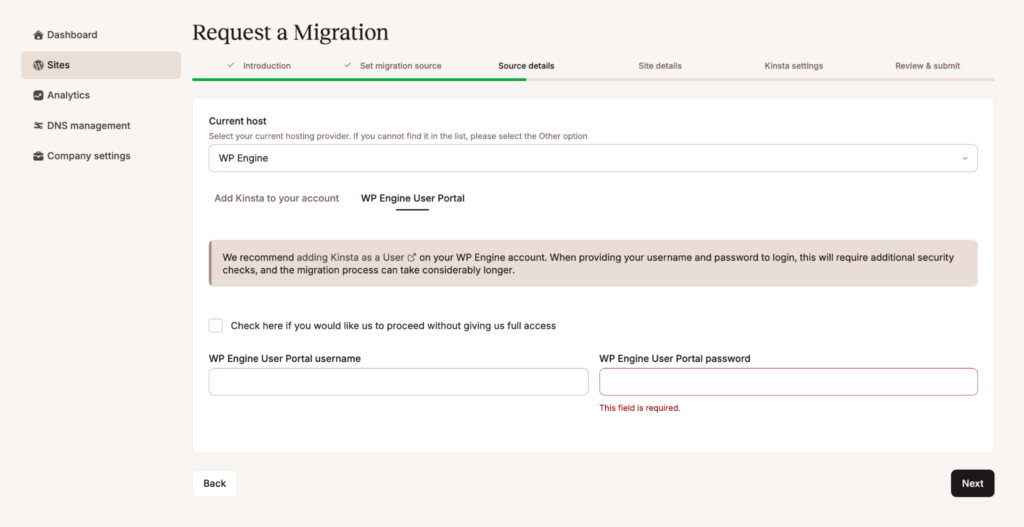 Migrate from WP Engine to Kinsta