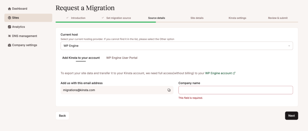 Migrate from WP Engine to Kinsta