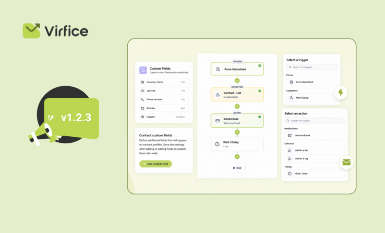 Virfice 1.2.3 Is Here: Introducing Email Automation, Custom Fields, and a Better Building Experience
