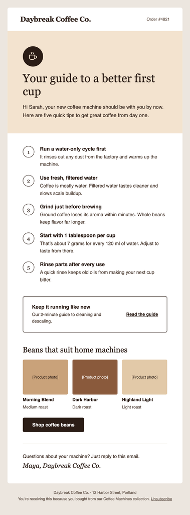 How to Send WooCommerce Emails Based on Product Category -example email